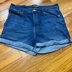 Express Dark Blue High Waist Women Shorts